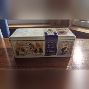 Vintage Style Metal Cadbury's Biscuit Tin - Cream & Purple